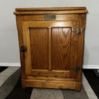 Vintage White Clad Oak Wood Ice Box Nightstand Cabinet End Table Brass Hardware — photo 2
