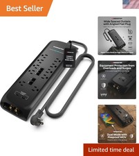 Power Surge Protector w/ 4050 Joule Rating   Heavy Duty 6 FT Surge Protector ...