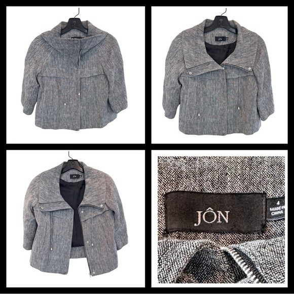 Jon Women's Gray Casual Solid Basic Jacket Size 4 - image 15