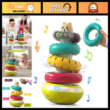 Colorful Baby Ring Stacker Toy with Lights Music, Montessori Learning Toy for