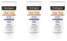 Neutrogena Clear Face Sunscreen Lotion SPF50 3oz (3 Pack)