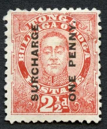 Tonga SG30 1/2d auf 2 1/2d M/M Cat 100 Pfund