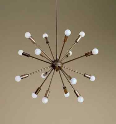 16 Arms Sputnik Chandelier Mid Century Modern Patina Brass Sputnik Chandelier