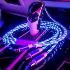 Charger Cable Cord Type-C IOS LED Light Up Flowing Glowing Fast Charging Phone