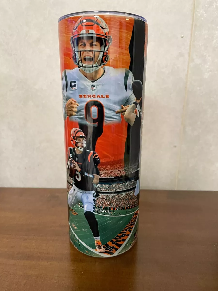 Bengals tumbler Joe Burrow with lid and straw