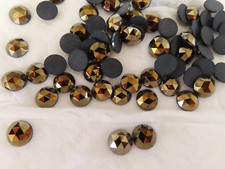 Full pack 72 Preciosa Vtg. round faceted flatbacks 9mm Brown Iris. 59115
