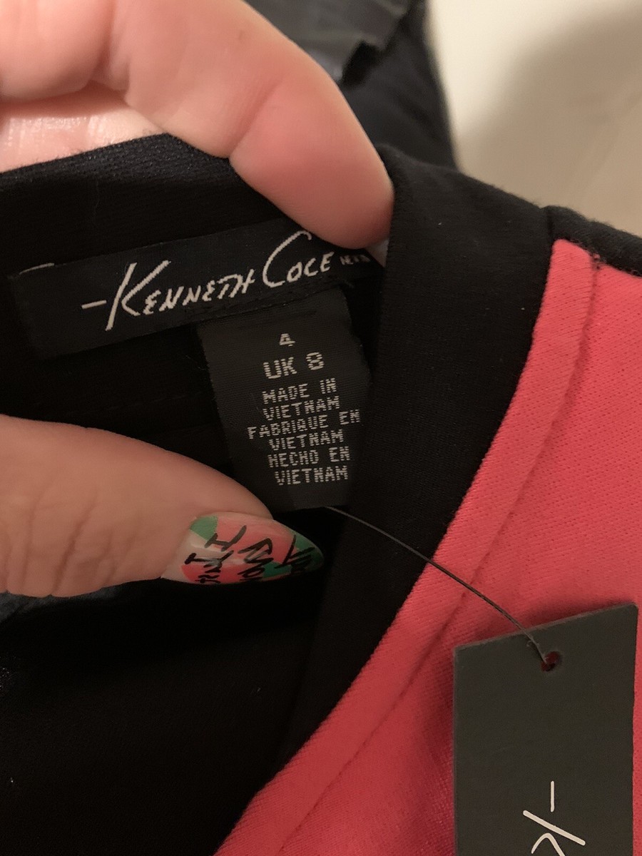 Robe Kenneth Cole New York – Rose, Taille L – Manches Courtes, Genou – Élastique Noir à La Taille