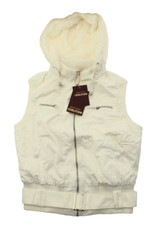 DOWNTOW COALITION Women's BELTED HOODED Beige SLEEVELESS VEST JACKET HOODIE - L