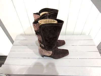 Bottes à talons en daim marron P 38,5 Gardenia - Photo 1/4