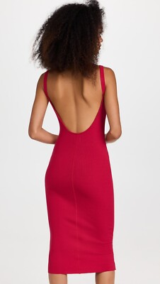 NWT WSLY Ribbed Tank Low Back Midi Bodycon Dress Sz. Medium "Dragon Fruit"  | eBay