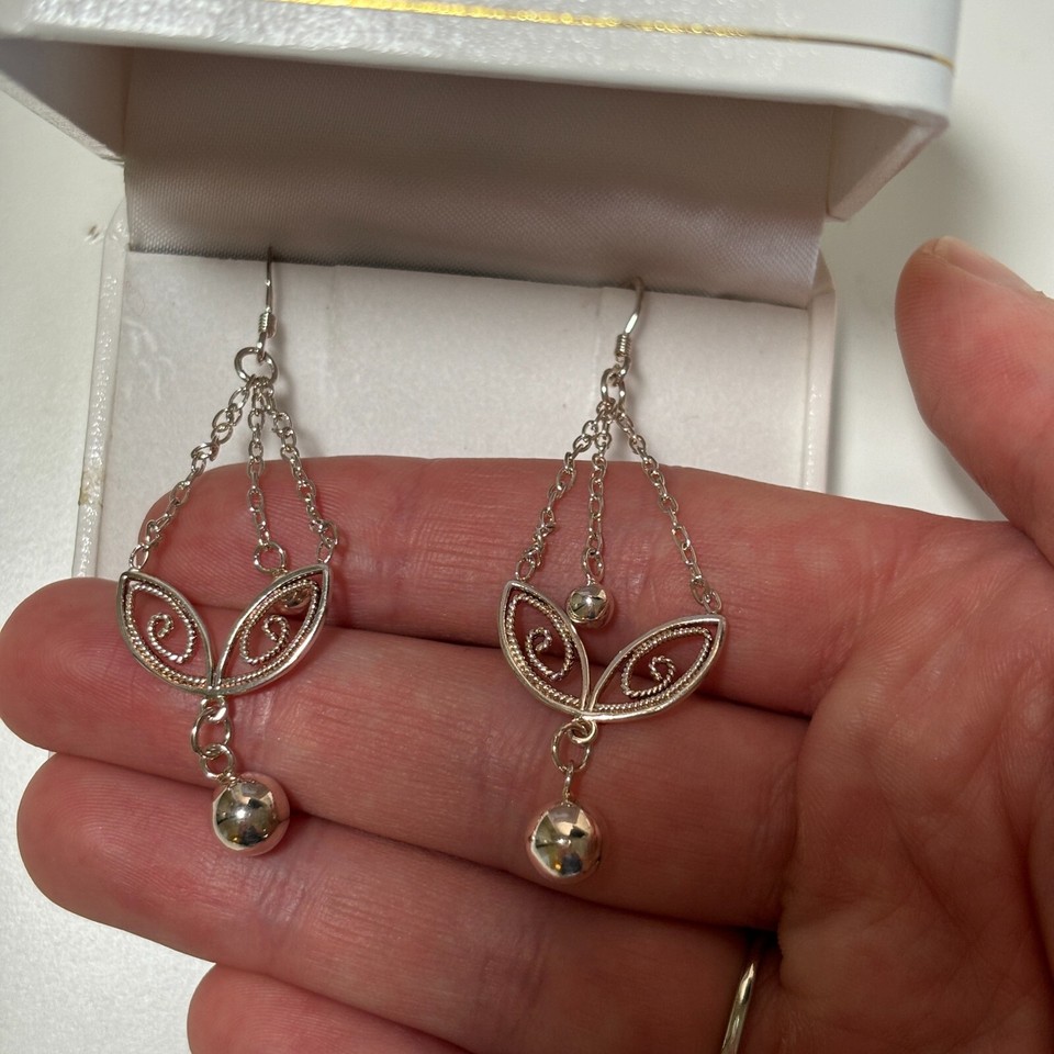 Hart Jewelers Sterling Silver Dangle Chandelier Earrings in Box Fine