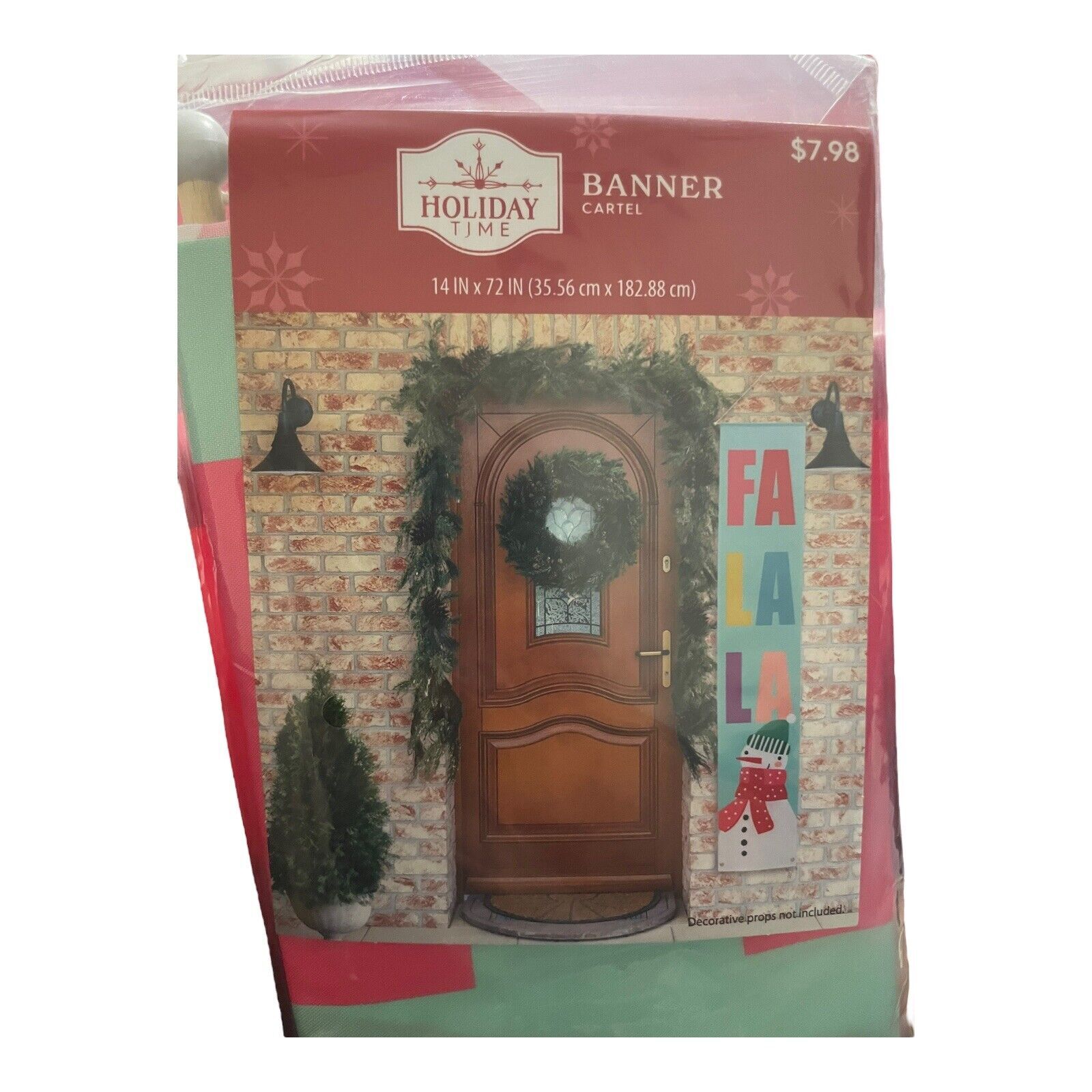 Holiday Time FA LA LA & Snowman Hanging Banner Christmas Door Decor 14