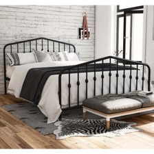 BUSHWICK DOUBLE SIZE BED FRAME BEDSTEAD IN BLACK METAL BY DOREL