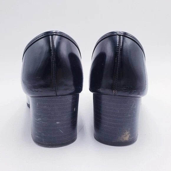 Vintage 90s Y2K American Eagle Chunky Block Heel Penny Loafer Shoe Black Size 10 - Image 4 of 4