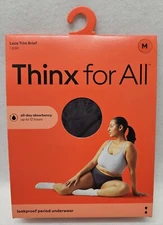 Thinx for All Women's Comfort Leakproof Period Underwear, Black Haze, Size M 