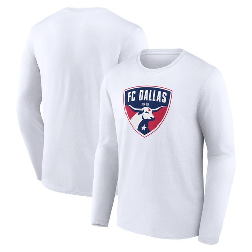 Men's White FC Dallas Official Logo Long Sleeve T-Shirt