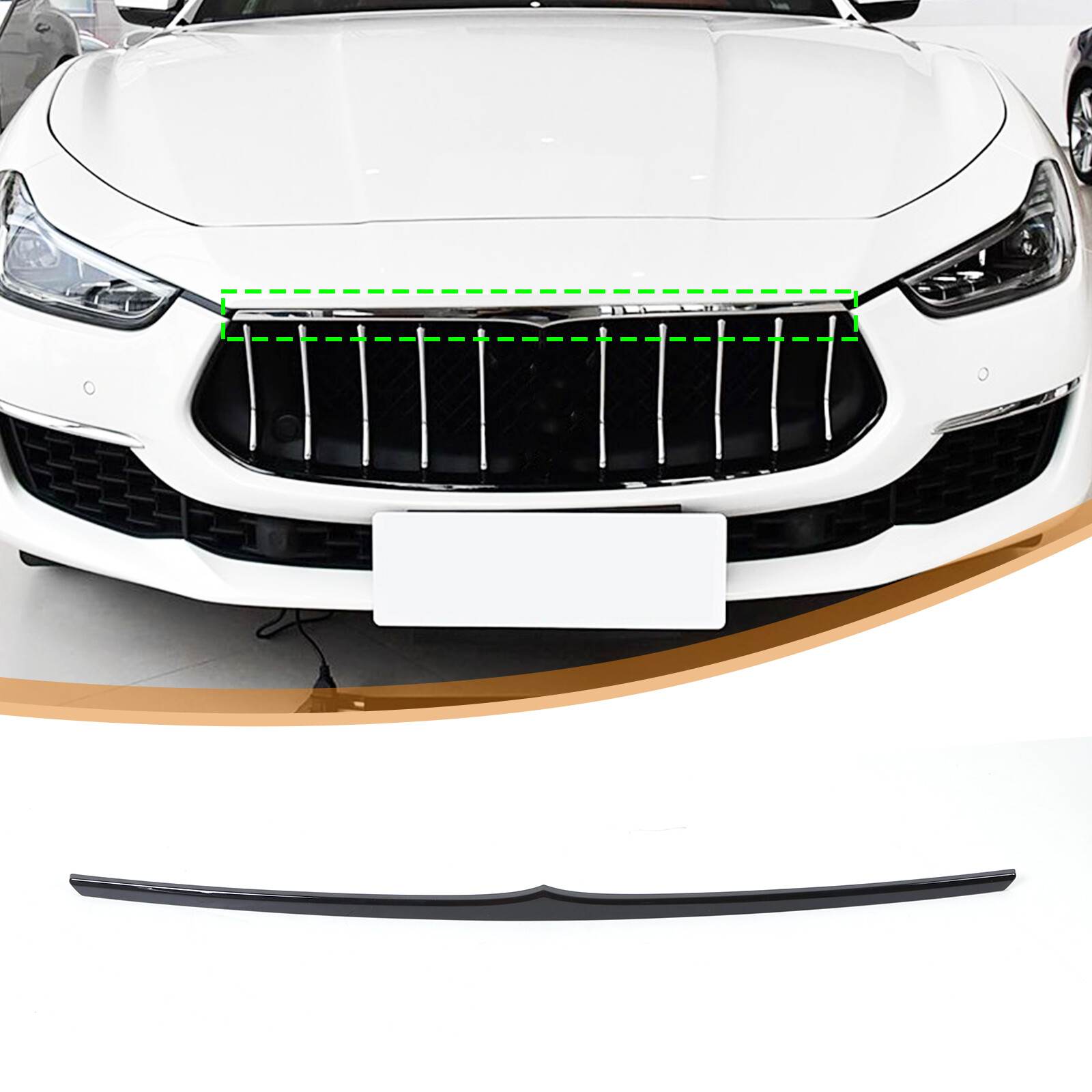 Glossy Black ABS Front Bumper Grille Accent Strip For Maserati Ghibli 2018-2022