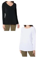 Susan Graver Women's 2-Piece Modern Essentials Knit Tops Blk/Wht