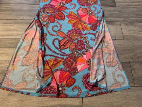 TRINA TURK MEILANI MESH MAXI DRESS COVER UP, TURQUOISE MULTI, NWT $178 - Picture 3 of 4