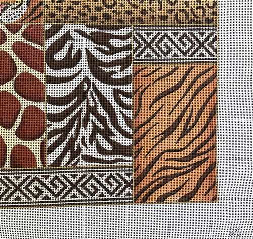 Needlepoint Hand Stitch Painted Canvas AS Tiger Prints Sampler 14 Ct Metallics - Picture 7 of 8