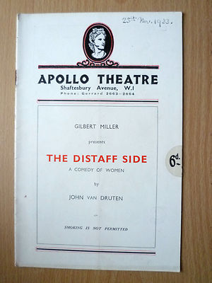 Apollo Threare Programm 1933 - DIE DISTAFF-SEITE von John Van Druten