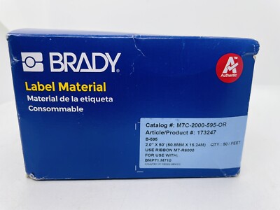 Brady M7c-2000-595-Or Label,2 In W,Outdoor,Orange (Box Wear)