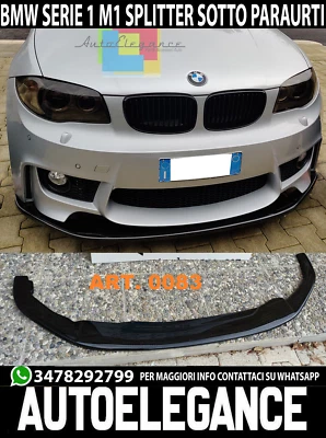 BMW SERIE 1 E81 E87 E82 E88 M1 SPLITTER PARAURTI ANTERIORE NERO LUCIDO LAMA