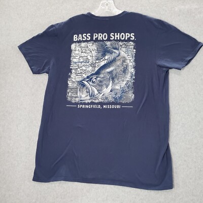 Bass Pro Shops Men Shirt XL Blue Springfield Missouri Map