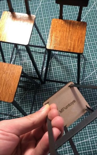 1/6 High Iegged Dining Table Without Backrest Chair Miniature Model Scene Prop - Picture 14 of 15