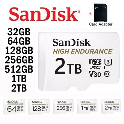 32 64 128 256 512GB Sandisk High Endurance MicroSD Speicherkarte Class10 100mb/s