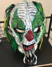 California Costumes Evil Clown Latex Mask Green Hair Teeth Horror Scary Mask NEW