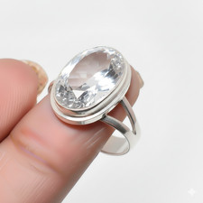 White Topaz Gemstone 925 Sterling Silver Jewelry All Size Ring For Gift