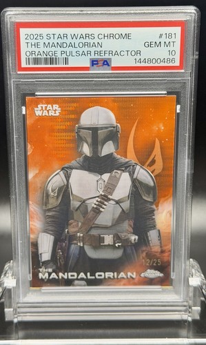 2025 Topps Star Wars Chrome #181 The Mandalorian Orange Pulsar /25 PSA 10 pop 2