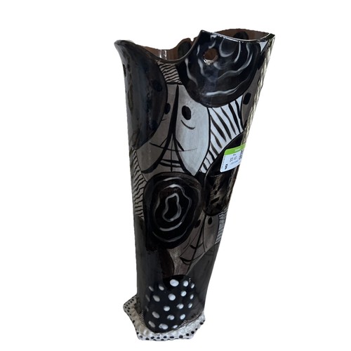 Mercolo Vase Signed Abstract Art Deco Cutout Unique Rare Mid century Black White - Picture 2 of 11