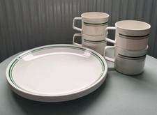 Vintage CAMPUS Antiference Melamine Picnic Plates & Cups x 4 Camping Campervan