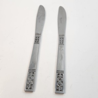 Customcraft Fleur de Lis Stainless Steel Dinner Knives Set of 2 Butter Knife