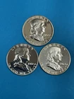 3-Coins 50c SILVER Franklin Half Dollars Proof 1960/1961/1963