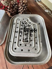 Vintage WEAR-EVER Aluminum Roaster Vented Roasting Pan 3-pc #2625 seasoned