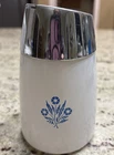 Vintage Cornflower Blue Milk Glass Sugar Shaker Jar Metal Top 6" Tall ZZ17