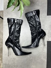 2000s POLLINI STUDDED SLOUCHY STILETTO BOOTS - 5115