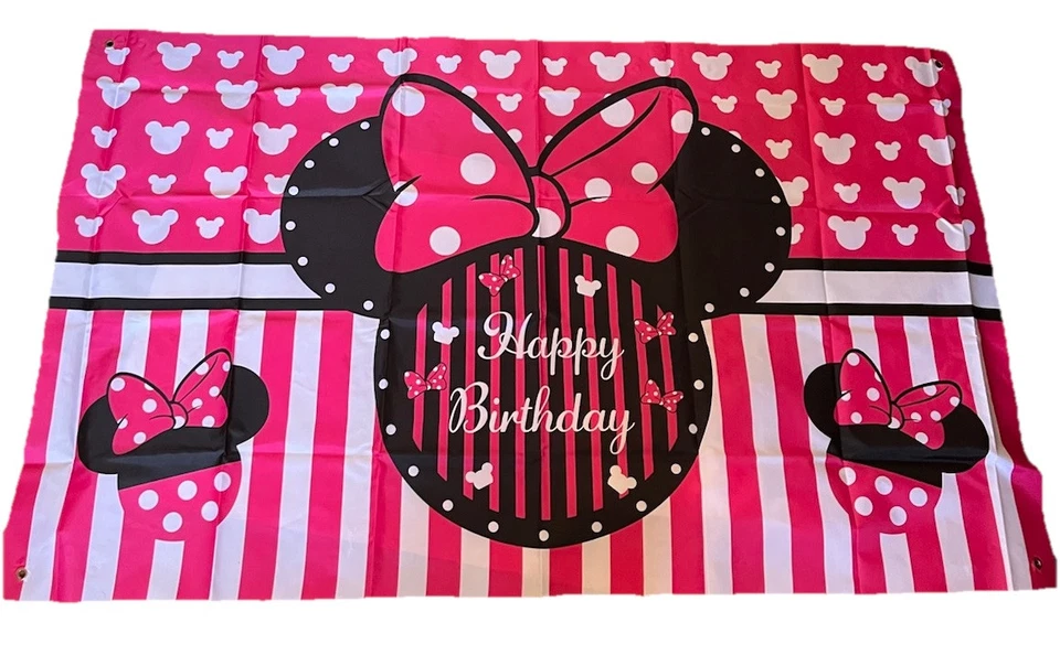 Decoraciones de fiesta de cumpleaños de Minnie Mouse. 106 piezas. Banners, globos y más 🥳 Foto 2 de 4