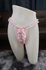  A212 2XL/ElasticW.24-44" VintageStyle Pink Satin Thong Bikini Panties Underwear