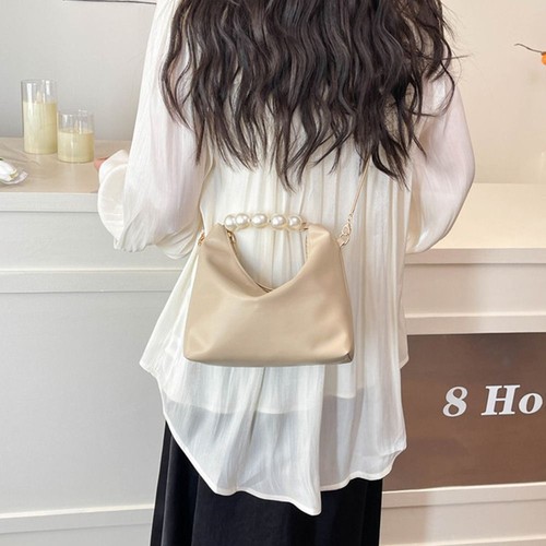 Premium Pearl Chain Shoulder Bags Solid Color Crossbody Bag Women Girls - Picture 7 of 18