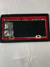 Red Bling Rhinestone License Plate Frames For Women Metal Rust-proof License Red Bling Rhinestone License Plate Frames For Women Metal Rust-proof License