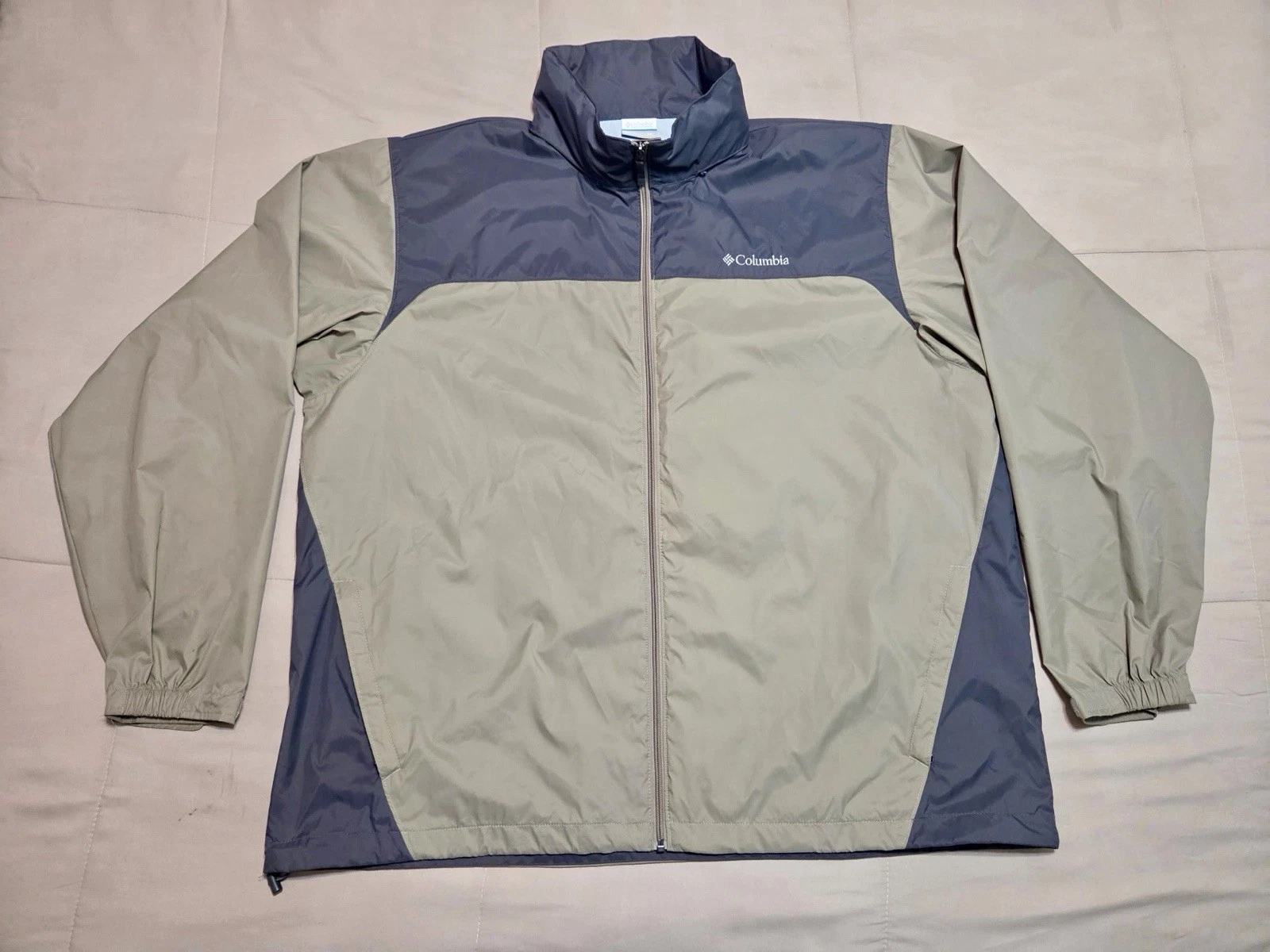 Columbia Packable Windbreaker Jacket Mens XXLarge Gray Full Zip Nylon