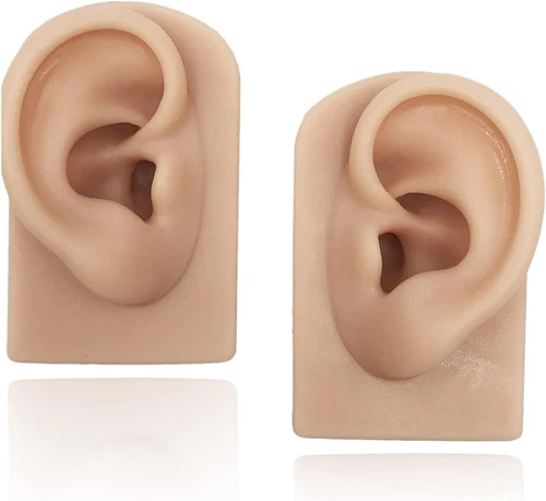 2 Pcs Soft Silicone Ear Model, Left and Right Flexible Fake Ear for Piercing - product listing photo
