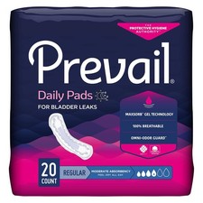 Prevail Women's Incontinence Pads, Moderate Absorbency, Regular, 20 Ct FAST SHIP
