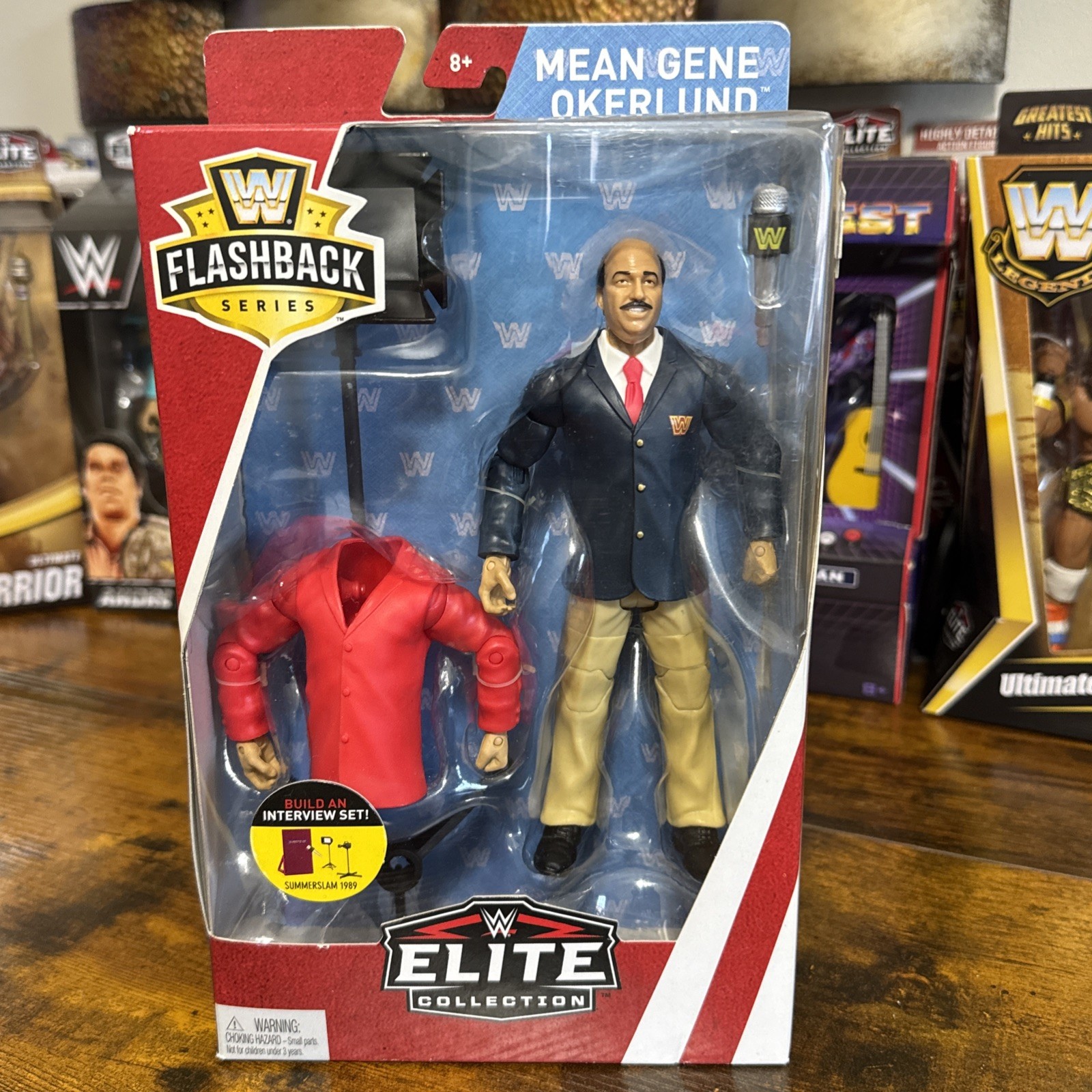 Mattel WWE Elite Flashback Series Mean Gene Okerlund Rare Action Figure MOC
