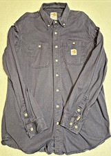 Carhartt Force FR Men's Med Navy LS Button Down Shirt Workwear Flame Resistant