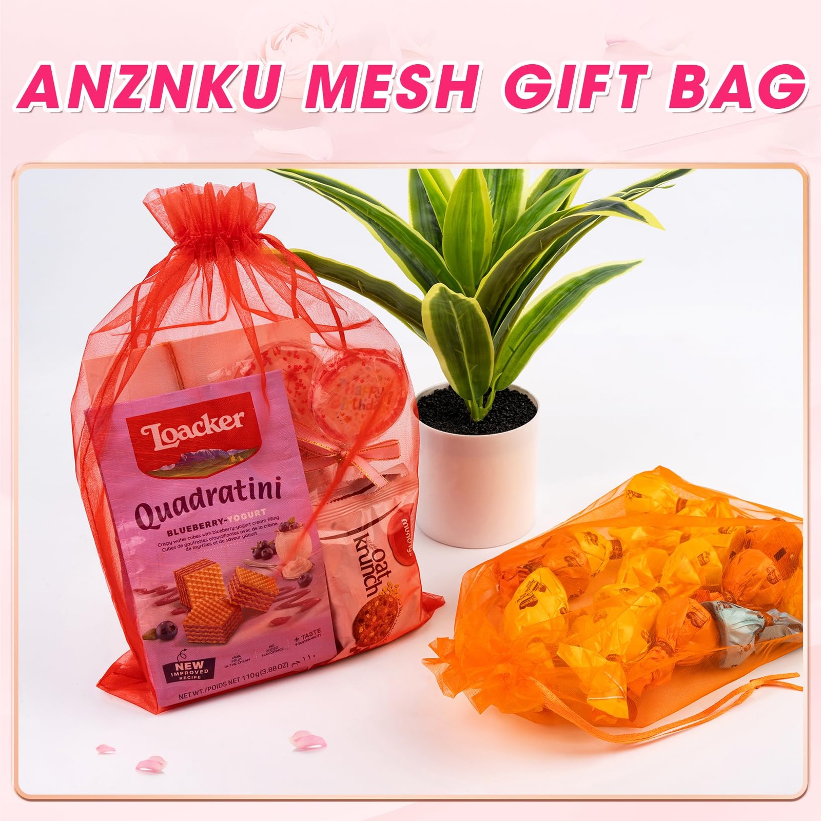 50 Pack Large Organza Bags 8x12 Inch Mesh Drawstring Gift Bags Jewelry Pouches